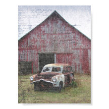 古い納屋と放棄された車