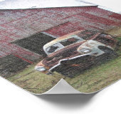 古い納屋と放棄された車 ポスター (角)