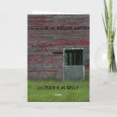 古い納屋のドア。 カード (裏面)