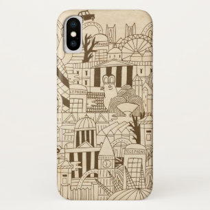 古い紙で手描きのロンドン iPhone X ケース