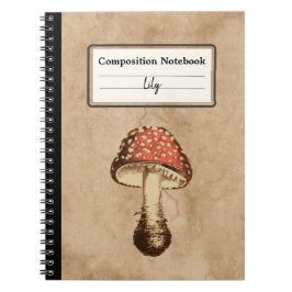 古い紙のパーソナライズされたキノコ ノートブック