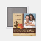 古い紙の紅葉写真の保存日付 マグネット (正面/裏面)