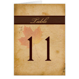 古い紙テーブル番号カードの紅葉