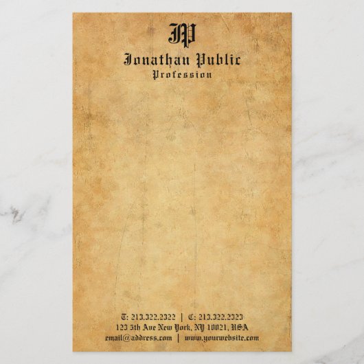 古い紙ルックエレガントヴィンテージ型文字テンプレート 便箋 (正面)