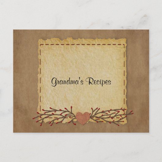 古い紙ルックレシピカード ポストカード (正面)