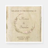 古い紙ヴィンテージウェディングナプキン スタンダードランチョンナプキン (正面)