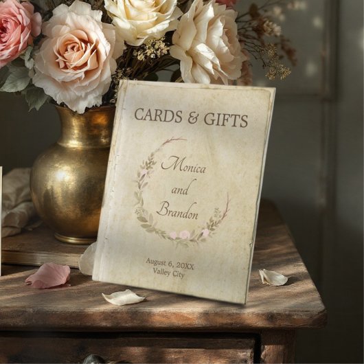 古い紙ヴィンテージ結婚式のギフトペデスタルサイン 台座サイン