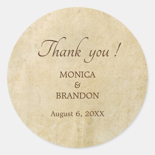 古い紙結婚の感謝していはステッカー好き ラウンドシール (正面)