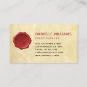 古い紙羊皮紙に赤ワックスシールのモノグラム 名刺 (裏面)