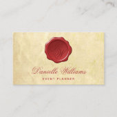 古い紙羊皮紙に赤ワックスシールのモノグラム 名刺 (正面)