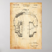 古い紙 |ヘッドフォン特許 ポスター (正面)