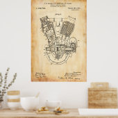古い紙 |内燃機関特許 ポスター (キッチン)