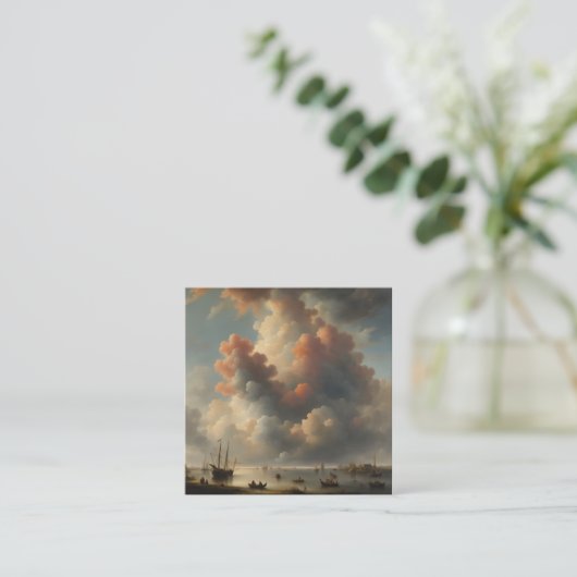 古い素晴らしオランダ素晴らしアートトレンド最高傑作! スクエア名刺 (スタンド正面)