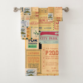 古い素晴らしCenimaチケット切手の狂ったデザイン バスタオルセット