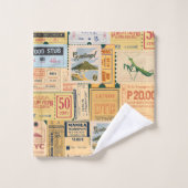 古い素晴らしCenimaチケット切手の狂ったデザイン バスタオルセット (ウォッシュタオル)