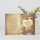 古い素朴な木のハートブライダルシャワー招待状 招待状 (スタンド正面)