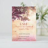 古い素朴オークの木の結婚式のRSVPカード 出欠カード (スタンド正面)