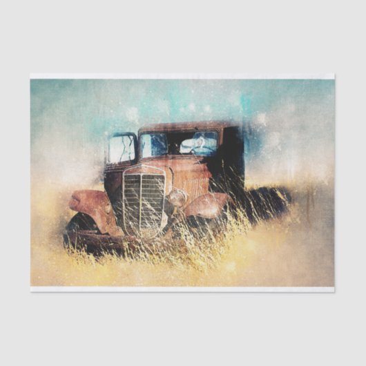 古い素朴ヴィンテージトラックの切り離し 薄葉紙 (正面)
