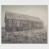 古い素朴ヴィンテージ白黒の納屋 ラッピングペーパー (フラット)