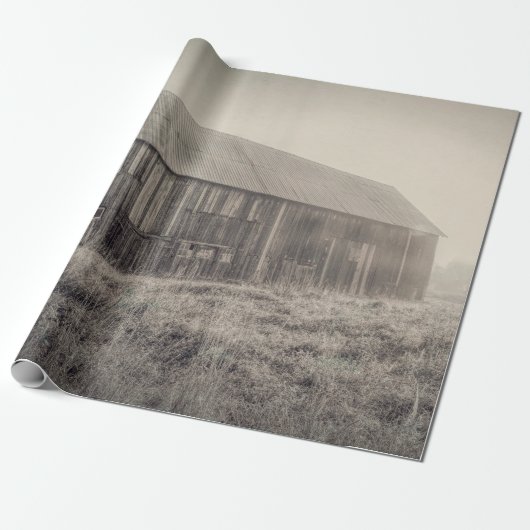 古い素朴ヴィンテージ白黒の納屋 ラッピングペーパー (アンロールド)