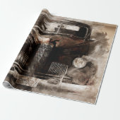 古い素朴ヴィンテージ車のデコパージュ ラッピングペーパー (アンロールド)