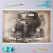 古い素朴ヴィンテージ車のデコパージュ 薄葉紙 (クラフト)