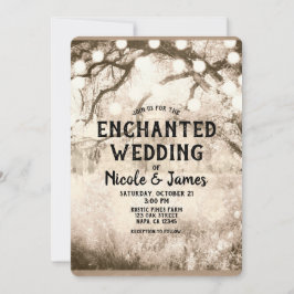 古い素朴ヴィンテージ魅惑されたフォレストラ結婚イト 招待状