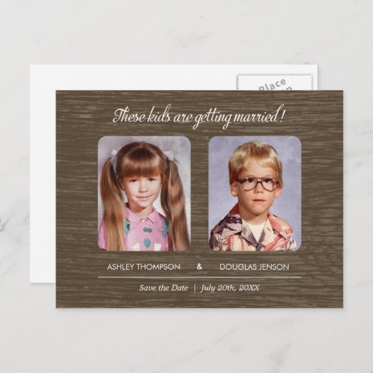 古い素朴写真の日付の保存 案内ポストカード (正面/裏面)