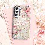 古い素朴木材のコテージスタイルバラと名前 SAMSUNG GALAXY S22ケース<br><div class="desc">素朴なコテ魅力的ージスタイルパステルピンクのバラと軽いセージの葉の古い風化した木のテクスチャと編集可能な文字フィールドあなたの名前をカスタムするやモノグラムのための。</div>