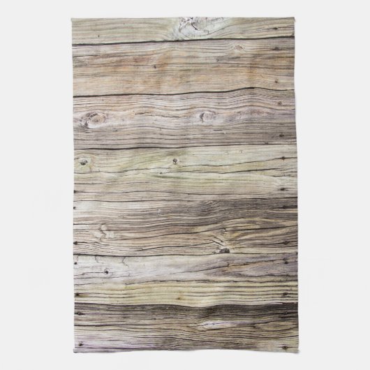 古い素朴波止場から風化された木材ボード キッチンタオル (縦)