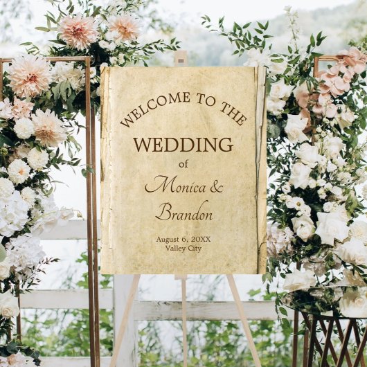 古い素朴紙ヴィンテージウェディングサイン ポスター