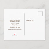 古い素朴紙ヴィンテージ結婚式の日付を保存 案内ポストカード (裏面)