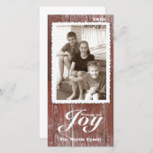 古い素朴赤い木のクリスマスフォト シーズンカード (正面/裏面)