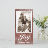 古い素朴赤い木のクリスマスフォト シーズンカード (スタンド正面)