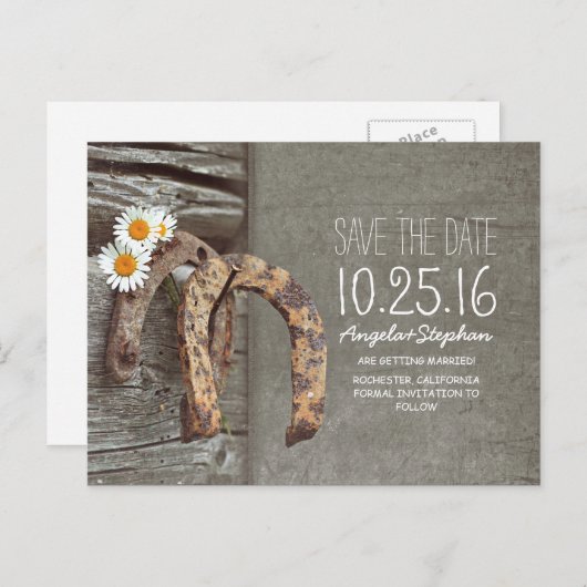 古い素朴馬蹄形で日付を保存する国 案内ポストカード (正面/裏面)