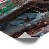 古い絵を描ウッドボートはビーチに放棄 ポスター (角)