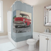 古い絵を描スタイルの赤い車、シャワーカーテン シャワーカーテン (インサイチュ)