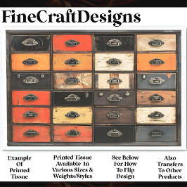 古い絵を描引き出し式ウッドパネルAT5デコページ 薄葉紙