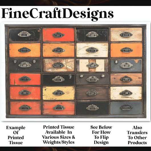 古い絵を描引き出し式ウッドパネルAT5デコページ 薄葉紙