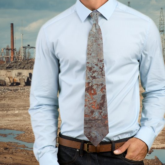 古い絵を描錆び戸 ネクタイ