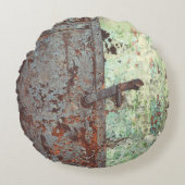 古い絵を描錆び戸 ラウンドクッション (正面)