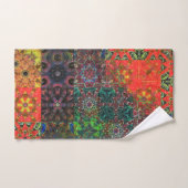 古い緑とサンゴから茶色の万華鏡のように千変万化するパターンモザイク バスタオルセット (ハンドタオル)