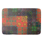 古い緑とサンゴから茶色の万華鏡のように千変万化するパターンモザイク バスマット (正面)