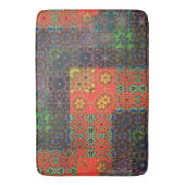 古い緑とサンゴから茶色の万華鏡のように千変万化するパターンモザイク バスマット (正面縦)