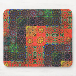 古い緑とサンゴから茶色の万華鏡のように千変万化するパターンモザイク マウスパッド