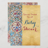 古い羊皮紙の宝石、真珠、天使の赤ちゃんシャワー 招待状 (正面/裏面)