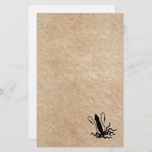 古い羊皮紙の巨大なイカ 便箋 (正面/裏面)