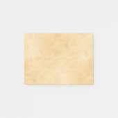 古い羊皮紙の背景によって汚されるまだらにされた一見 ポストイット (正面)