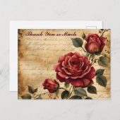 古い羊皮紙の赤いバラ 感謝 ポストカード (正面/裏面)