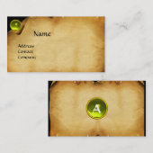 古い羊皮紙、宝石の石、モノグラムイエロー 名刺 (正面/裏面)
